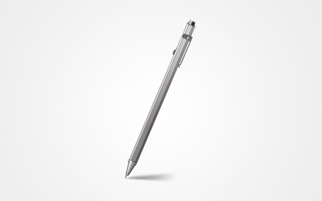 A Monami ballpoint pen positioned at an angle against a light background. – SLIMDESIGN
